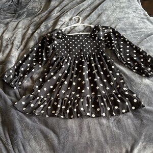 Polka Dot Girls Dress - Black and White